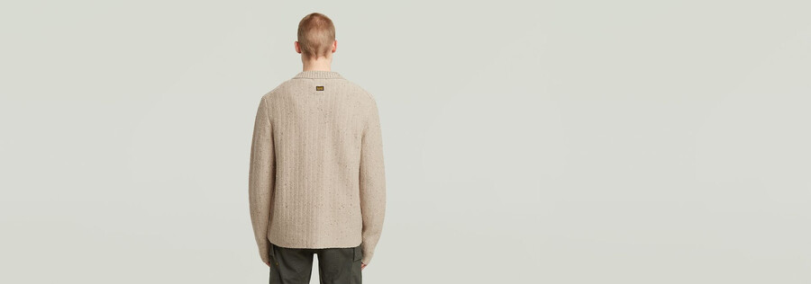 polo collar full zip knit