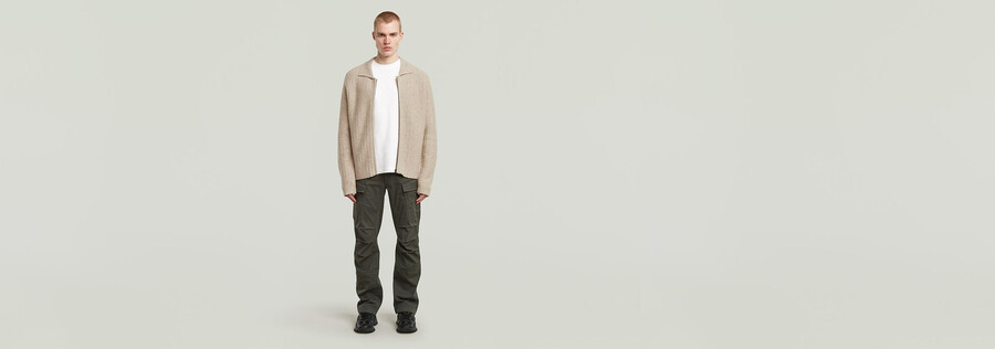 polo collar full zip knit