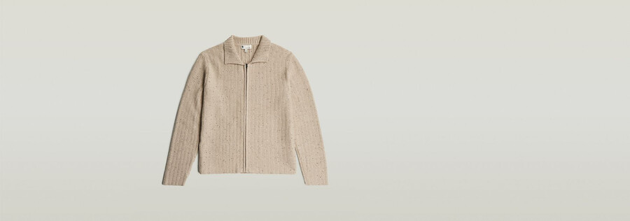 polo collar full zip knit