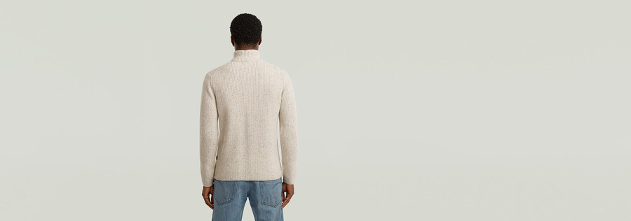 double collar half zip knit