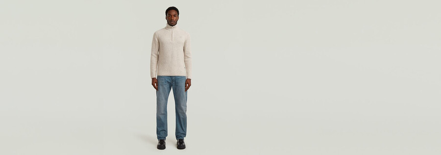 double collar half zip knit