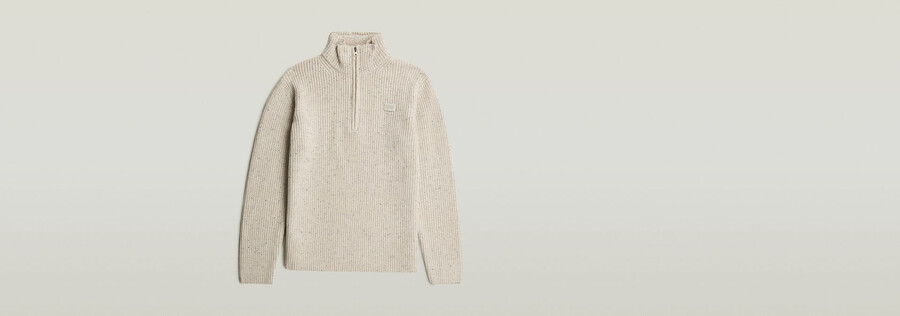 double collar half zip knit