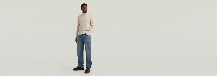 double collar half zip knit