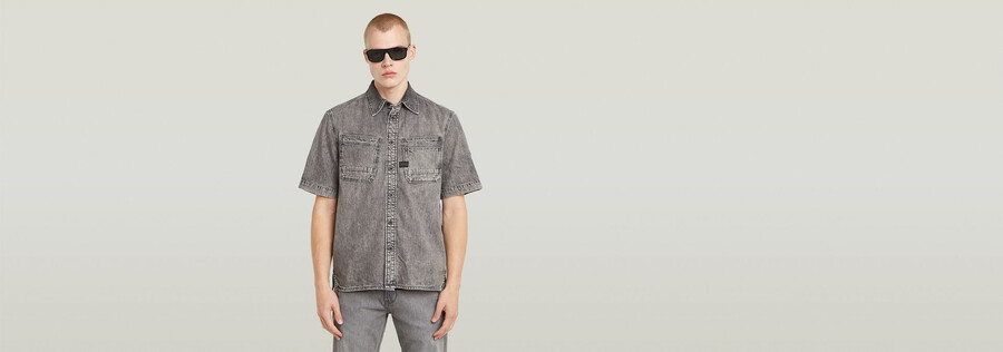 slanted double pocket regular shirt