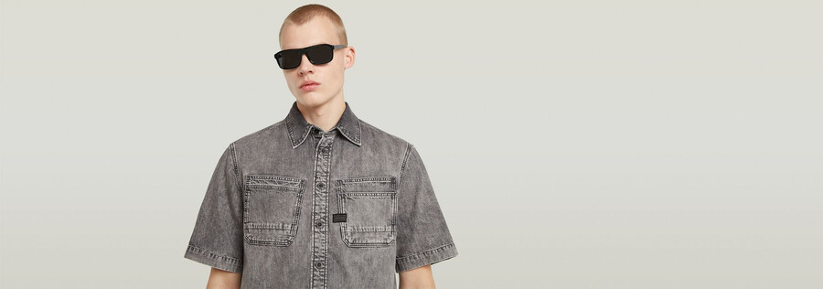 slanted double pocket regular shirt