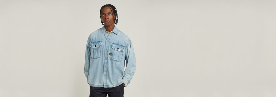 pleated 2-pocket boxy shirt