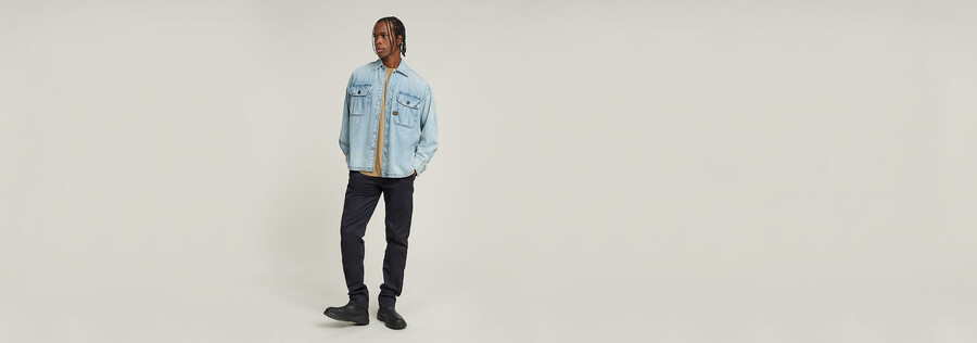 pleated 2-pocket boxy shirt