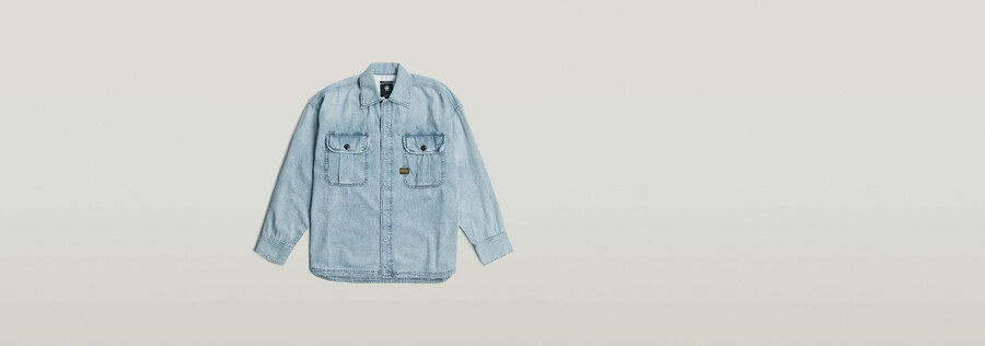 pleated 2-pocket boxy shirt