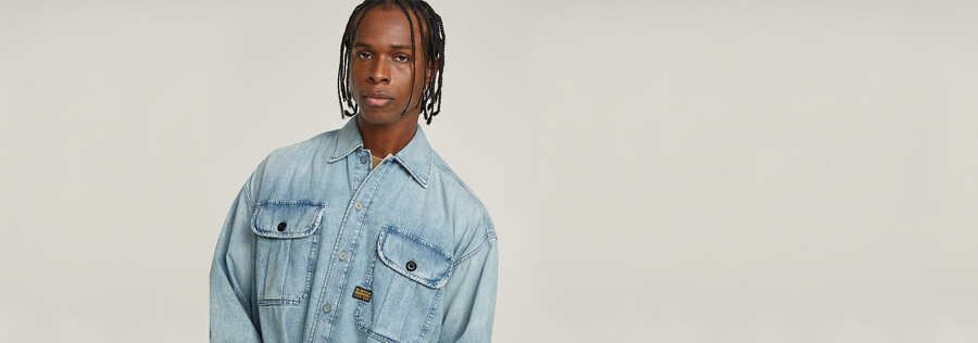 pleated 2-pocket boxy shirt