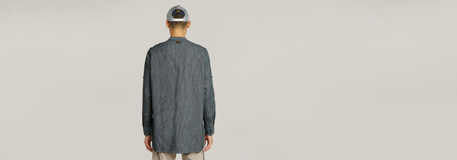 stand collar rollup relaxed shirt