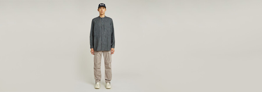 stand collar rollup relaxed shirt