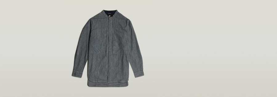 stand collar rollup relaxed shirt