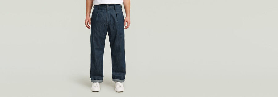 pleated chino relaxed neo raw jeans