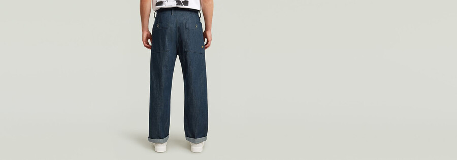 pleated chino relaxed neo raw jeans