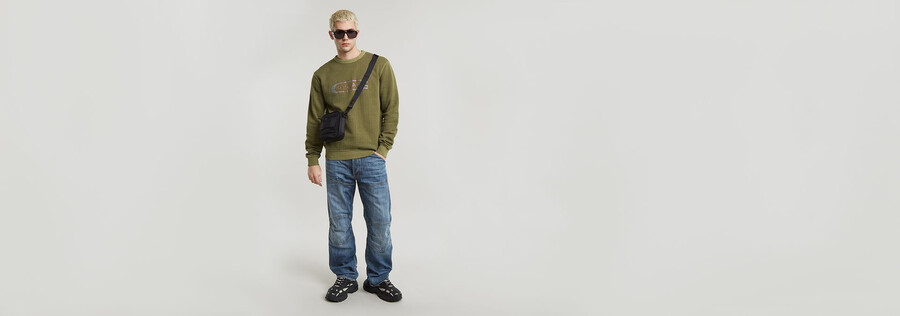 destroyed g logo washed sweater