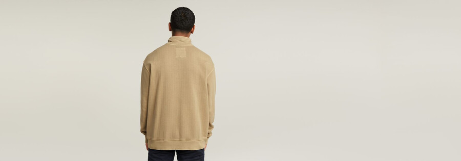 washed half zip relaxed sweater