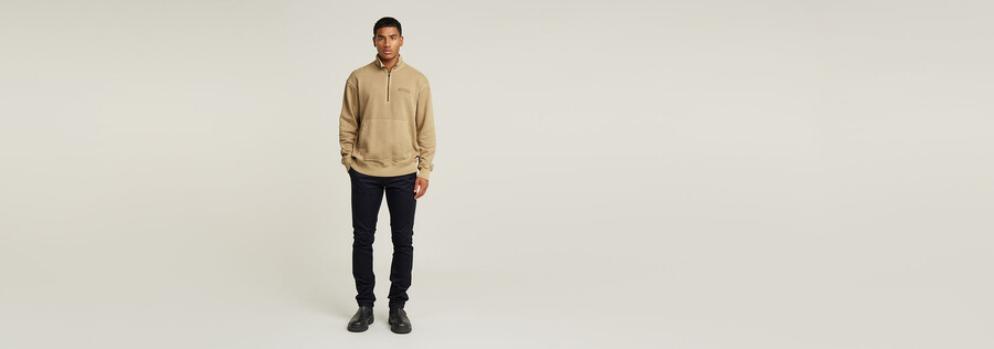 washed half zip relaxed sweater