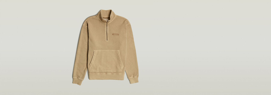 washed half zip relaxed sweater