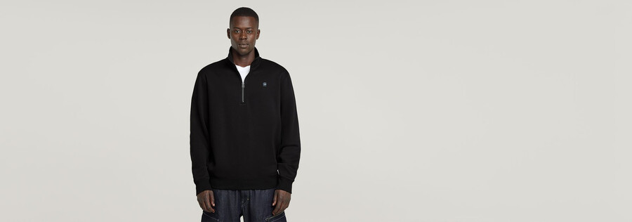 premium core half zip sweater