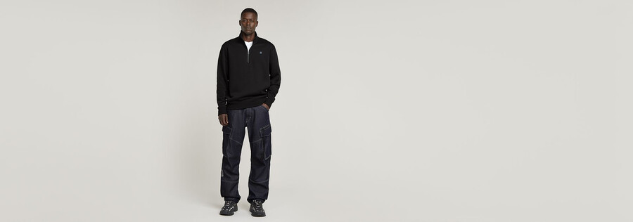 premium core half zip sweater