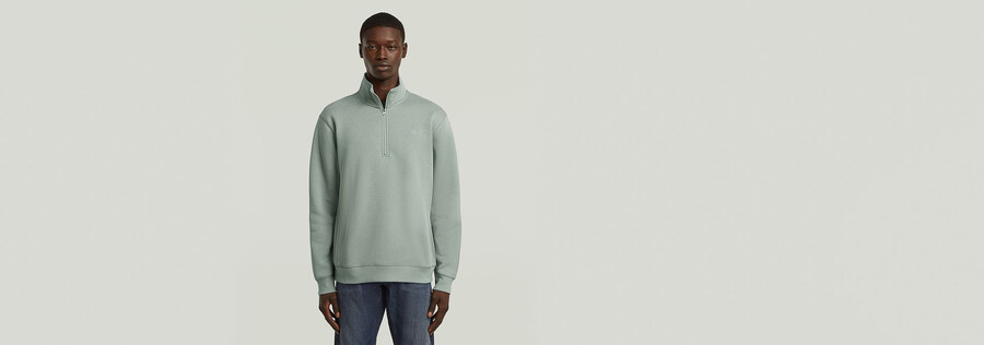 premium core half zip sweater