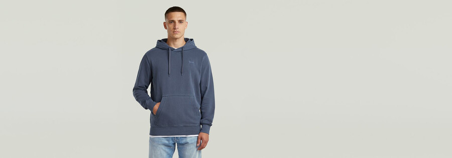logo overdyed hooded sweat