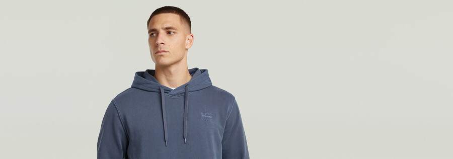 logo overdyed hooded sweat