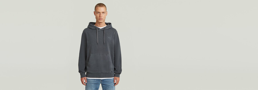logo overdyed hooded sweat