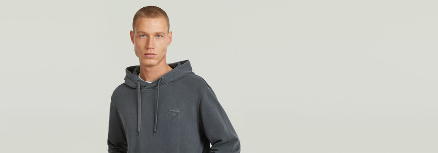 logo overdyed hooded sweat