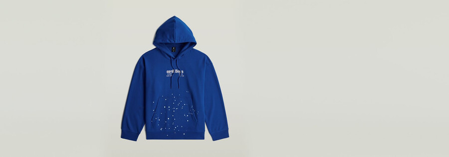 text splatters relaxed hoodie sweater