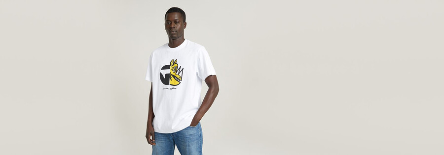 unisex rhino cartoon loose t-shirt