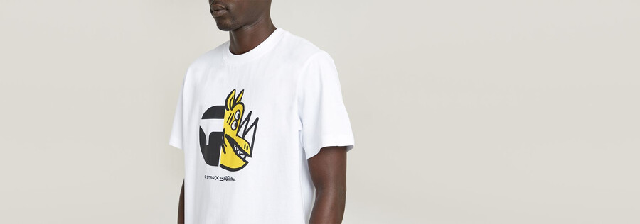 unisex rhino cartoon loose t-shirt