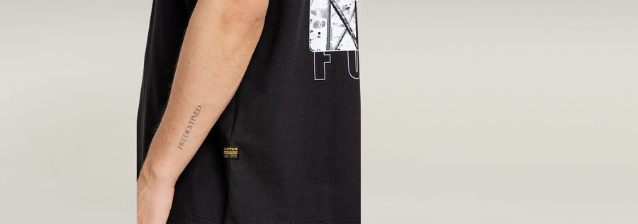 barcode back graphic loose t-shirt