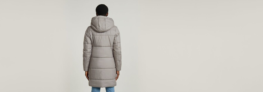 whistler hooded quilted slim long coat