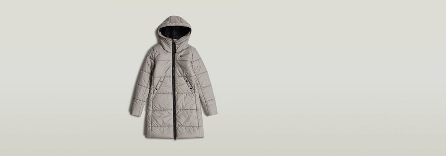 whistler hooded quilted slim long coat