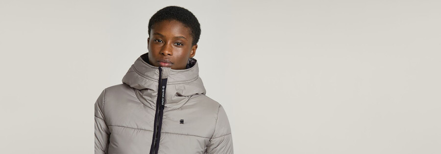whistler hooded quilted slim long coat