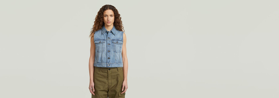 shrunken denim vest
