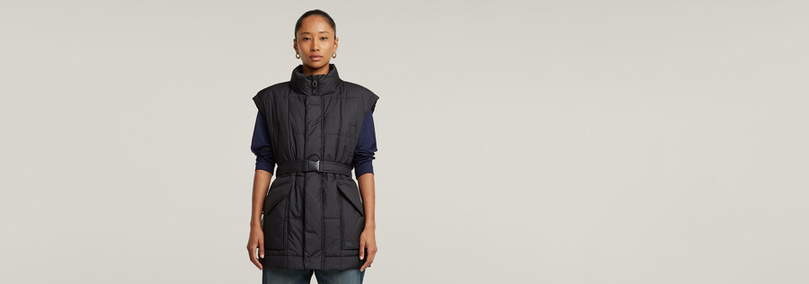 belted padded vest