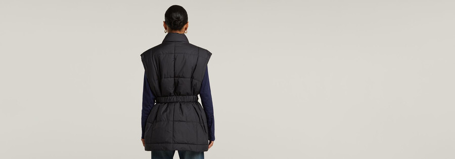 belted padded vest