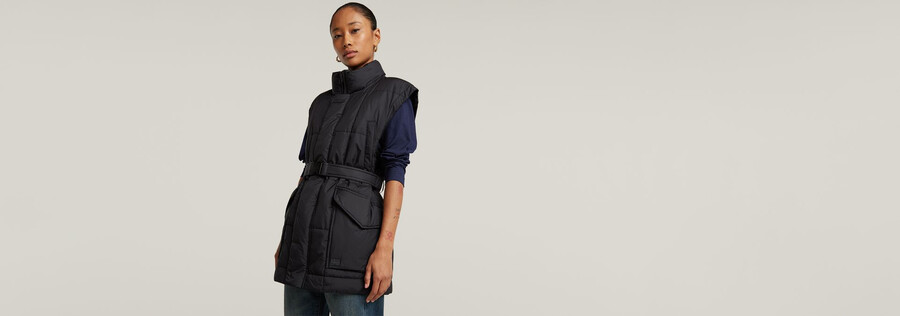 belted padded vest
