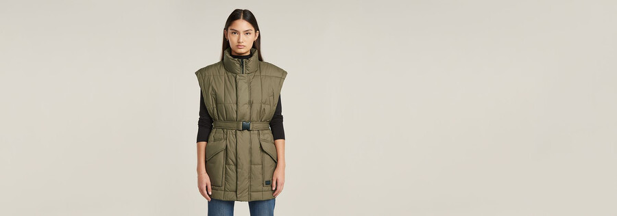 belted padded vest