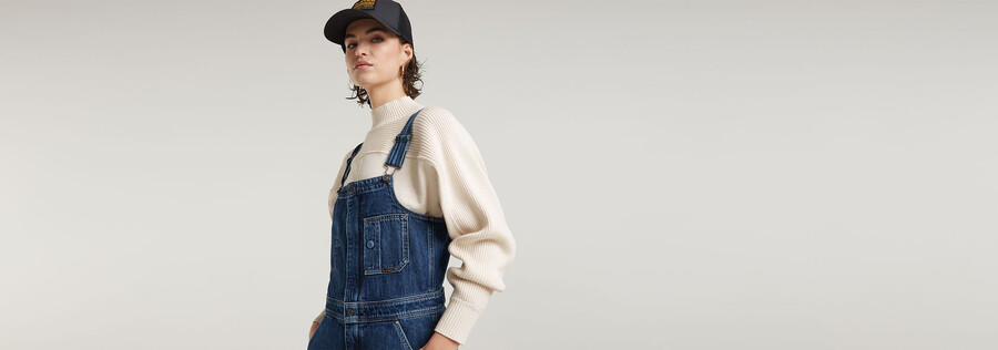 straight leg zip dungaree