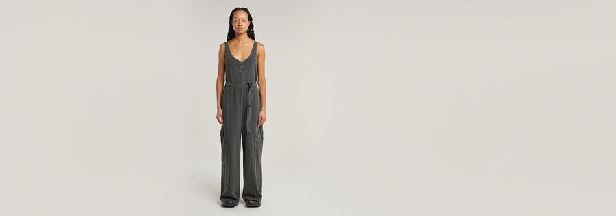 overdyed utility loose jumpsuit