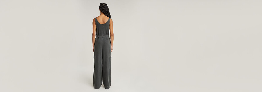 overdyed utility loose jumpsuit
