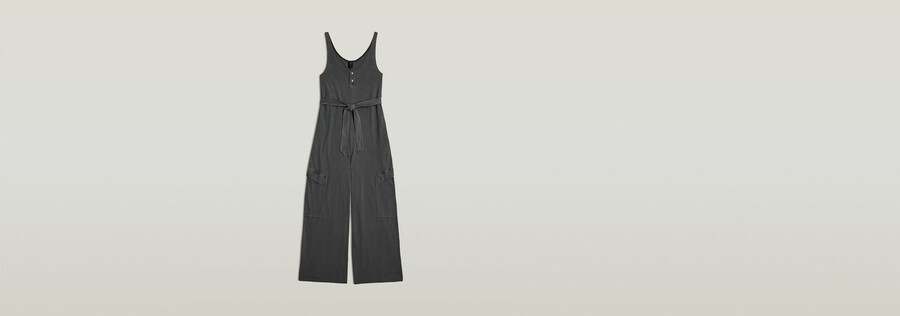 overdyed utility loose jumpsuit