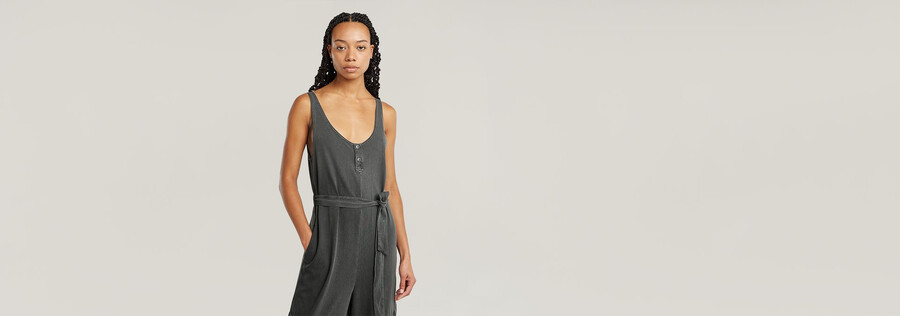 overdyed utility loose jumpsuit