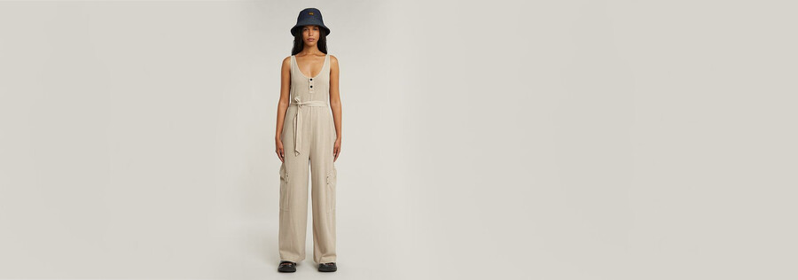 overdyed utility loose jumpsuit