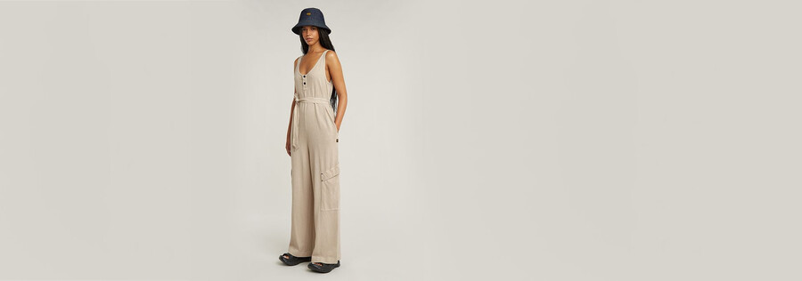 overdyed utility loose jumpsuit