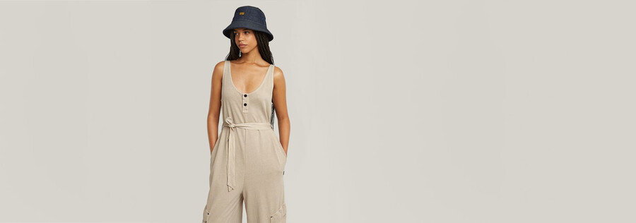 overdyed utility loose jumpsuit