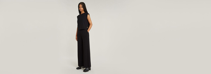 double layer wide leg jumpsuit